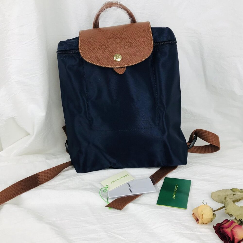 LONGCHAMP Mini Le Pliage Canvas Backpack In Navy Blue